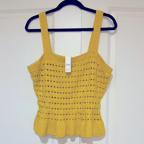 J. Crew Tops - J.Crew NWT crochet ruffle fitted sweater tank size large